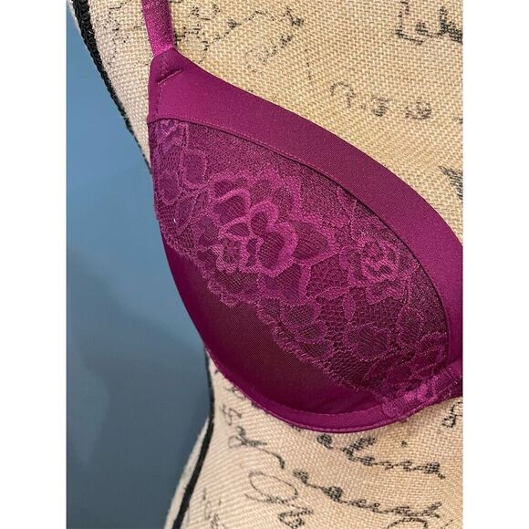 Maidenform Women's Push-Up Lace Bra Burgundy 34D Adjustable Straps Underwire - Picture 5 of 11